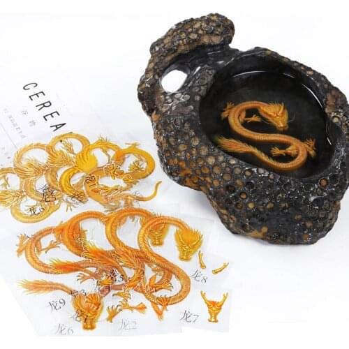 9Pcs Vivid Chinese Dragon Film Stickers Resin Painting Fillings Resin Art Crafts Dropshipping