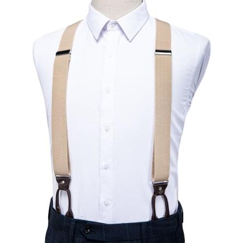 Suspenders For Men Leather Trimmed Button End Elastic Tuxedo Y Back Adjustable Mens Fashion Suspenders Pant Braces Brown DiBanGu