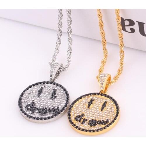 Drew Smiling Face Pendant Necklace for Men Women Hip Hop Jewelry Lovers Justin Bieber Same Pendant Valentines Day