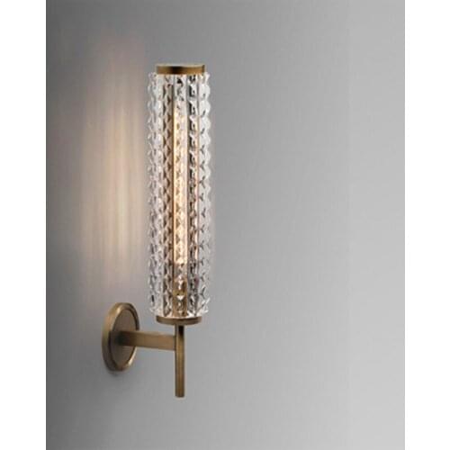 Postmodern copper wall lamp luxury crystal living room bathroom mirror headlight villa wall light
