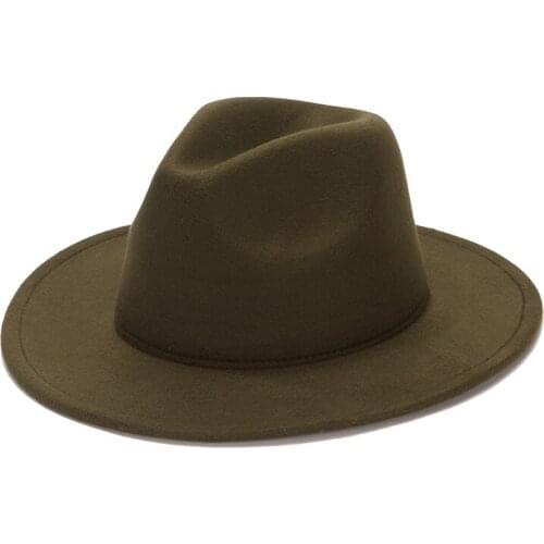 Women Wide Brim Hat Solid Formal Dress Wedding Fedora Hat Camel Black White Fedora Felted Classic Jazz Winter Hats