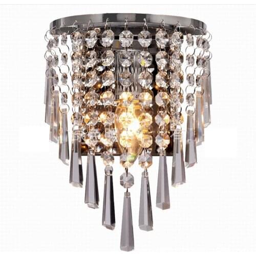 Modern Bedroom Crystal Wall light Semi-circle Chrome Base Stair Case Wall Sconces Balcony Hallway Fashion Wall Lamp Fixtures