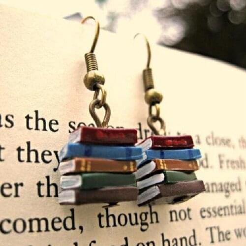Stack Of Books Earrings For Women Girl Library Colours Multicolor Book Pendant Earrings Fashion Creative Jewelry Christmas Gifts