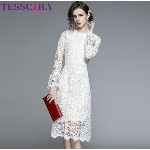 TESSCARA Women Spring & Autumn Elegant Lace Dress Festa High Quality Long Wedding Party Robe Femme Vinatge Designer Vestidos