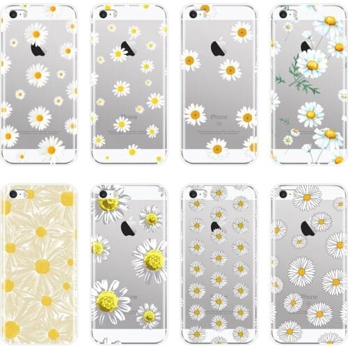 TPU Daisy Flower White Floral Aesthetic Pretty Phone Case For iPhone 4 4S 5 5C 5S SE Silicone Soft Back Cover For iPhone 4 5 S