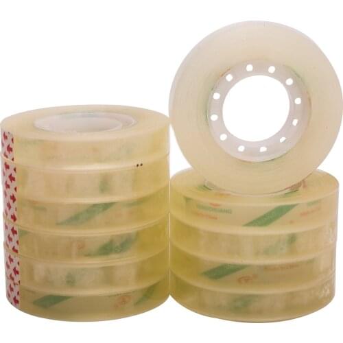 12 PCS/packTransparent Tape Tearable Tear Sticky Rolls Home Office Packing School Stationery Adhesive Tape
