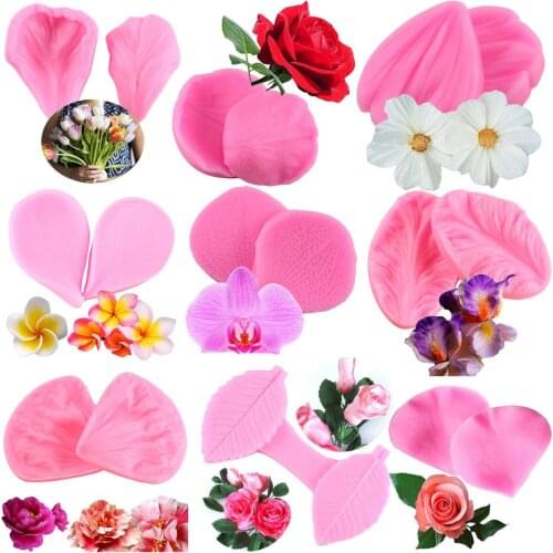 19 Style Flower Petal Leaf Silicone Mold Fondant Cake Decorating Tools Flower Making Polymer Clay Candy Chocolate Gumpaste Mould