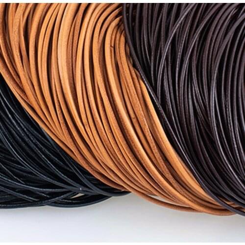 2meters DIY 100% Genuine Leather Cord Round Leather Cords String Rope 1-8mm Necklace Bracelet Jewelry Making Components