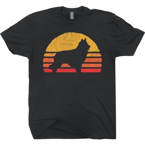 2019 Fashion Summer Hot sale Retro Sun Belgian Tervuren Silhouette T-shirt Vintage Tee Shirt For Dog Lovers Tee shirt