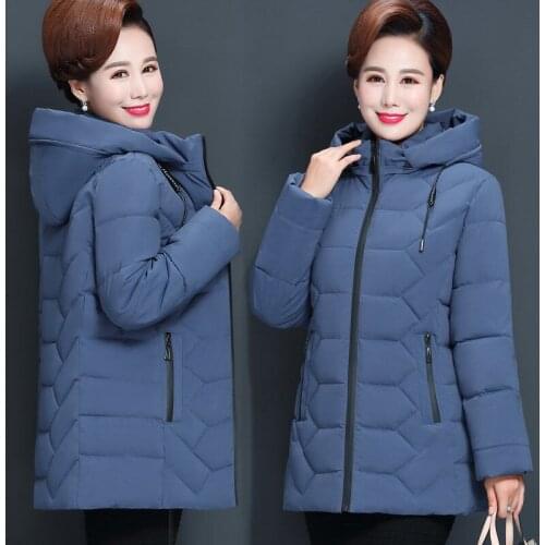 2021 Women Winter New Middle-aged Short Plus Size Parkas Female Hooded Down Cotton Coats Ladies Thick Casual Mother Jackets U494