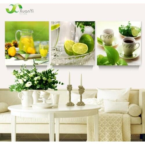 3 Piece Modern Wall Art Lemon Oil Paintings Of Fruits Home Decor HD Prints Still Life Lemon Fruit Painting For Kitchen Unframed