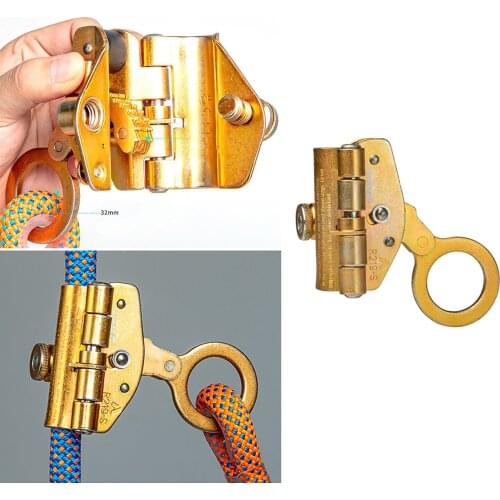 Climbing Rope Grab 6KN Rope Fall Protector Caving Mountaineering Rope Cam Lock Alloy Steel Rope Grab