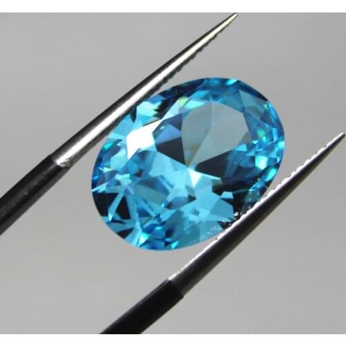 Oval shape sea blue created aquamarine beads faceted gemstone bead for jewelry making DIY gemstones loose brazil stones crystals