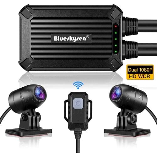 Blueskysea B1M Mini WiFi Motorcycle Dash Cam Dual HD 1080P DVR Camera No Screen 135° Wide Angle IP67 Waterproof GPS cámara moto