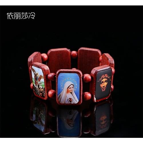 Saint Large Wooden Punk Jesus Religious Catholic Even Bracelet Unisex Fashion Bracelet 2018 New Glamour Jewelry