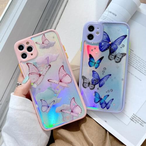 For iphone XR Case Sequin Butterfly Phone Case For iphone 12 Pro MaxXSMAX 7 8 Glitter Protective Case For Fundas iphone 11 Coque