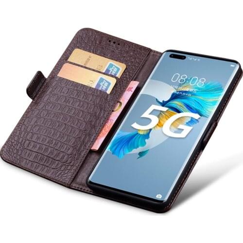 New Fashion Genuine Leather Flip Cover Fo Mate40 Pro Luxury Phone Case Magnetic Buckle Card Slot For Huawei Mate 40 Pro Plus