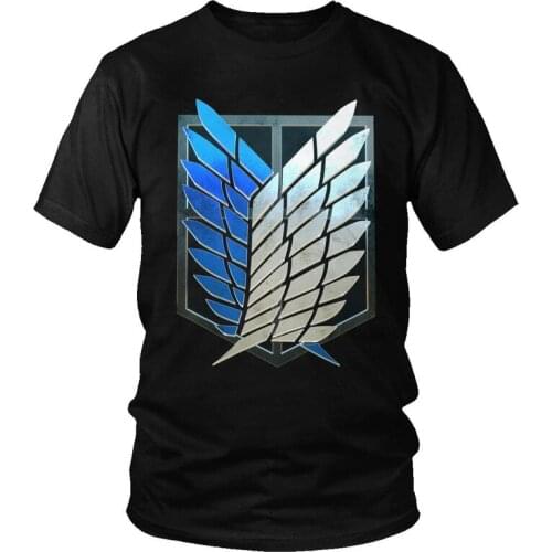 Mens Vintage Attack On Titan T Shirt Short-Sleeve Cotton Tshirt Novelty T-shirt Shingeki No Kyojin Survey Corps Tee Tops Clothes