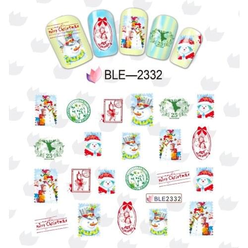 HOTSALE LARGE 1SET(11 DESIGNS IN 1)NAIL ART WATER TRANSFER STICKERS DECALS CHRISTMAS DECO SET SNOWMEN FIGURES #821#BLE2325-2335