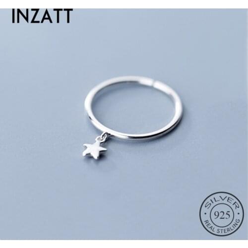 INZATT Real 925 Sterling Silver Pendant Star Adjustable Ring For Women Party Minimalist Fine Jewelry Punk Accessories