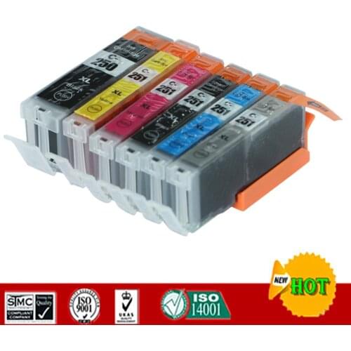 6 Colors Compatible for PGI250 CLI251 ink cartridges suit for Canon PIXMA MG6320/MG7120/IP8720/MG7520 BK/white/Orange etc