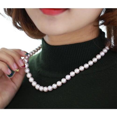 Classic 9-10mm south sea ROUND white pearl necklace 18"14K Button
