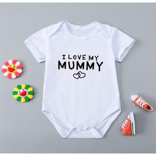 I LOVE MY MUMMY Letter Print Newborn Rompers Lovely Outfits 0-24Months Short Sleeve Kids Jumpsuits Baby Clothes Outwear Tops