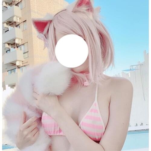 Anime Girl Bikini Suit Costume Cosplay Dress Sexy Erotic Lingerie Collar Neko Ear Bunny Girl Lovely Cat Roleplay Uniform