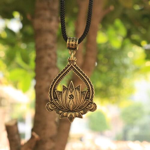 Lanseis 1pcs Tibetan Mandala women Necklace Zen Boho Yoga Jewelry Zen Tribal Mandala Pendant Bohemian Ethnic Jewelry
