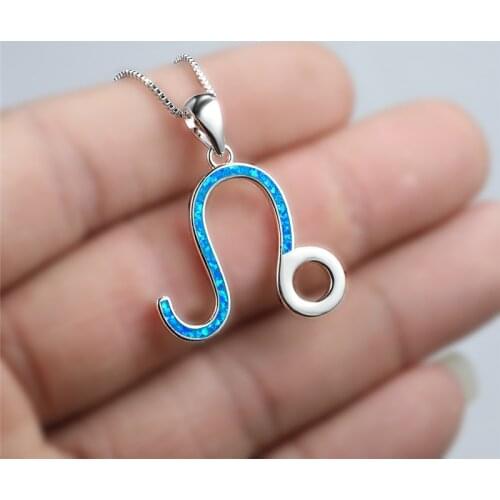 Cute Opal Stone Wedding Necklace Boho Female Constellation Leo Pendant Necklace Rose Gold Silver Color Chain Necklaces For Women