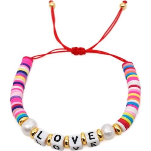 Soft Clay Bracelet Bohemian Bracelet Simple Natural Pearl Bracelet Hand-woven Jewelry LOVE Bracelet Fashionable Ladies Gift