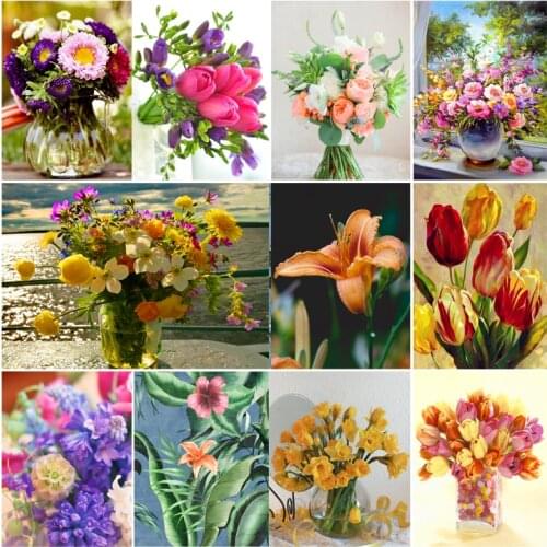 Landscape Flowers DIY Oil Painting By Numbers for Adults Kids Art Picture Color Draw Acrylic Paint On Canvas Kit Home Decor Gift