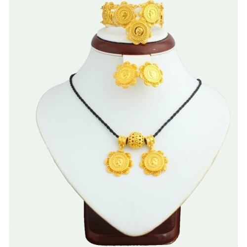The New 2018 Ethiopian Gold Jewelry Set gold color Womens Fashion Jewelry Set