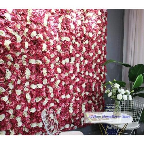 Charming Glitter Champagne Rose Flower Board Artificial Flower 3D Wall Background Wedding Group Photo Party Home Wall Decoration