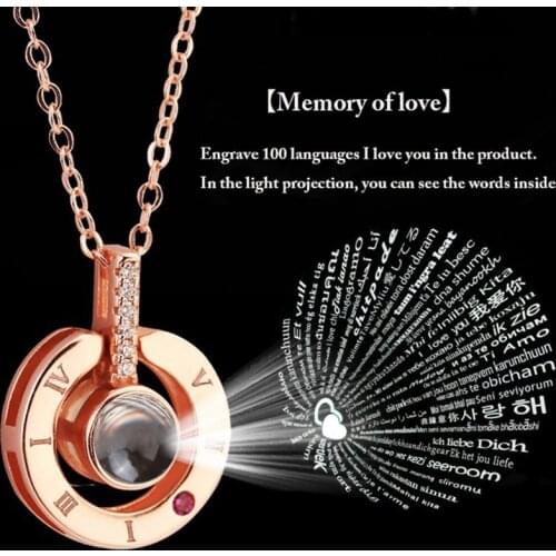100 Languages I lOVE YOU Necklace Women Crystal Round Pendant Necklace Gold Silver Color Bijoux Collier Women Jewelry Choker