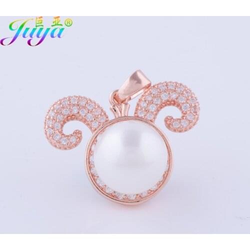 Micro Pave Zircon Aries Pearls Charm Pendants Accessories For Women Girls Handmade Zodiac Jewelry DIY Making