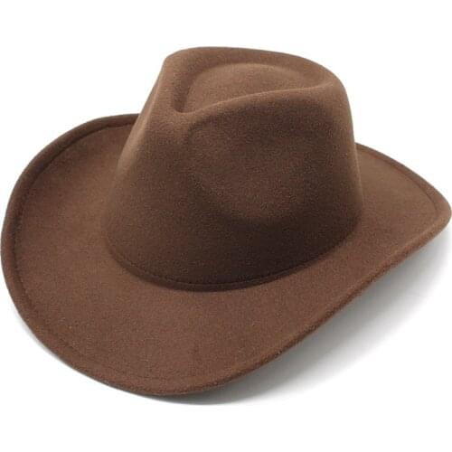 Simple top hat Western cowboy top hat rolled brim bump top retro riding hat autumn winter men and women wool felt hat Panama hat