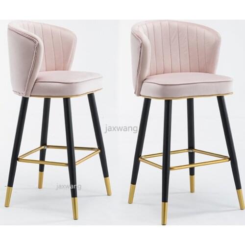 Bar Chair Light Luxury Postmodern Minimalist Hotel Front Desk High Chair Back Bar Stool Island Table Chair Height 55cm65cm75cm