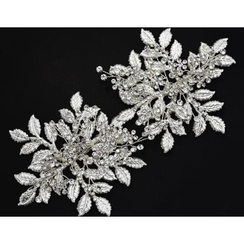 Elegant Leaf Headbands Silver Color Wired Handmade Flower Crystal Bridal Hair Accessories Wedding Headpiece Hair Ornament
