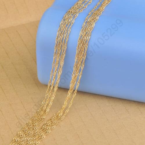 Wholesale 5PCS 18'' Yellow Gold Necklaces Chain For Women Men Fine Jewelry Necklace High Quality