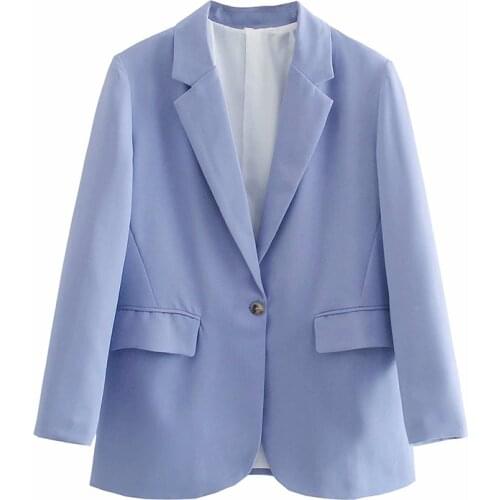 YENKYE New Women Single Button Casual Blazer Mujer Long Sleeve Notched Collar Office Ladies Suit Jacket Female Autumn Outerwear