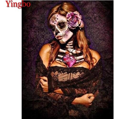 Customize Diamond Painting Diy Diamond Embroidery Skull Bride woman flowers Square Round Diamond Cross Stitch Craft Needlework
