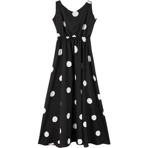Sexy Halter Sling Dress For Women 2021 New Summer Korean Female Fashion Dot Large Size Casual Strap Chiffon Dress 4XL aq357