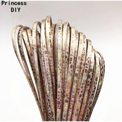 20M/Lot Jewelry Making Finding Holo 5mm PU Irregular Dots Ribbon Leopard Faux Leather Flat Cord String Bias DIY Accessories Trim