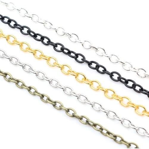 5 Meters/lot 3x2mm 4x3mm 5 Colors Plated Cross Unwelded Iron Cable Chains Necklace DIY Jewelry Making Findings Accessories