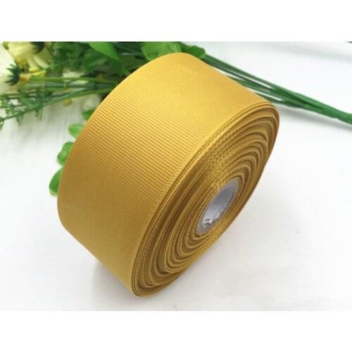 Gold color (5 yard/lot) 40mm 4cm Grosgrain Ribbon Wholesale gift wrap Christmas decoration ribbons G067067