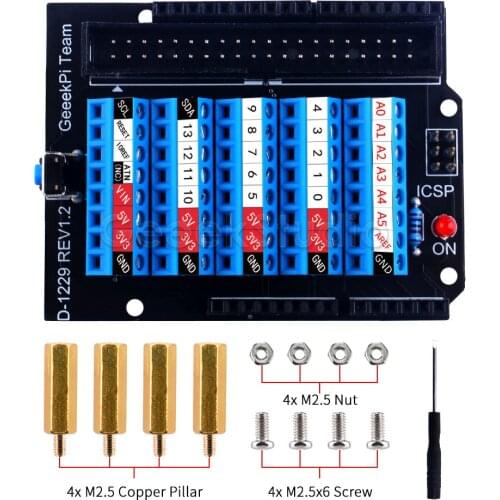 Arduino UNO Screw Terminal Hat Expansion Board Presoldered ICSP Interface Diy ferrament With Horn Socket Screw Nut Copper Pillar