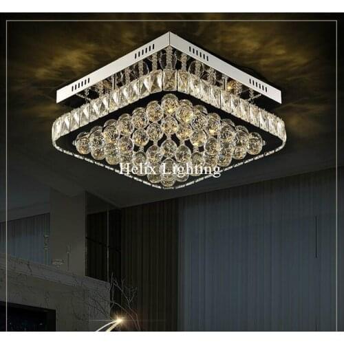 Free Shipping Modern Crystal LED Ceiling Light Fixture Square Crystal Ceiling Lamp for Hallway Corridor Living Room W30cm/W45cm