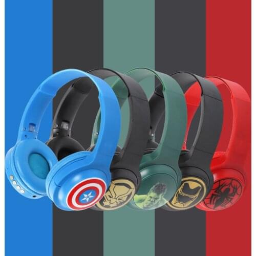 Disney Marvel Captain America Wireless Bluetooth Headset HIFI Stereo Earphones Spider Man Headphone Music Headset FM Gift