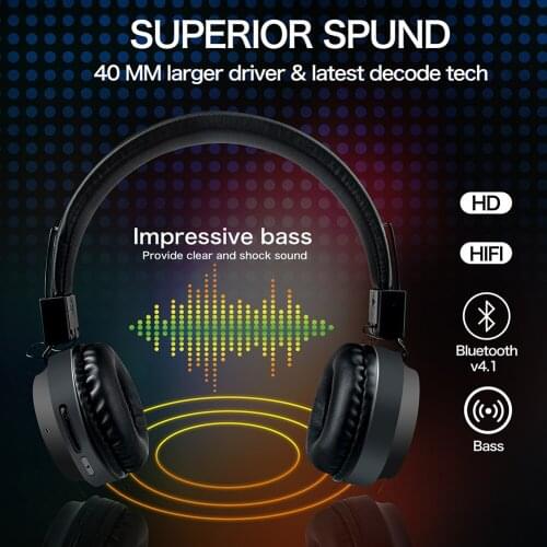 Bluetooth Headphones LED Colorful Foldable Wireless Stereo Card Long Standby Sports Headset With Microphone Phone Accessories